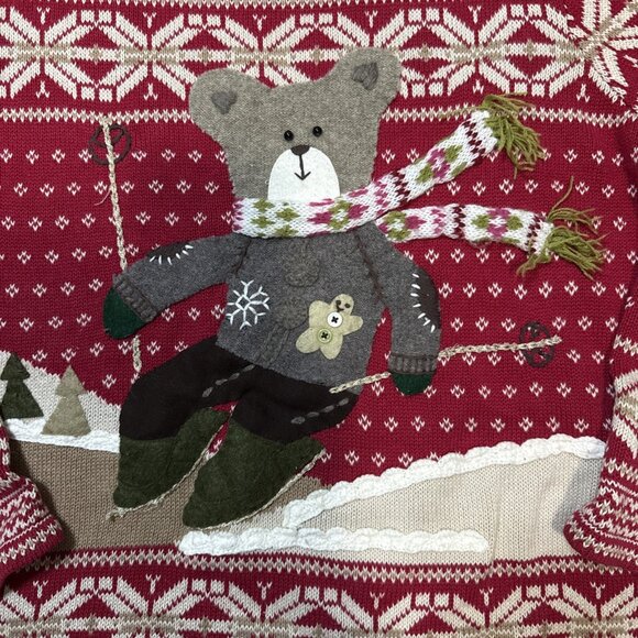 Christopher & Banks Sweater Women's XL Knit Teddy Bear 2010 LIMITED EDITION - Picture 2 of 6